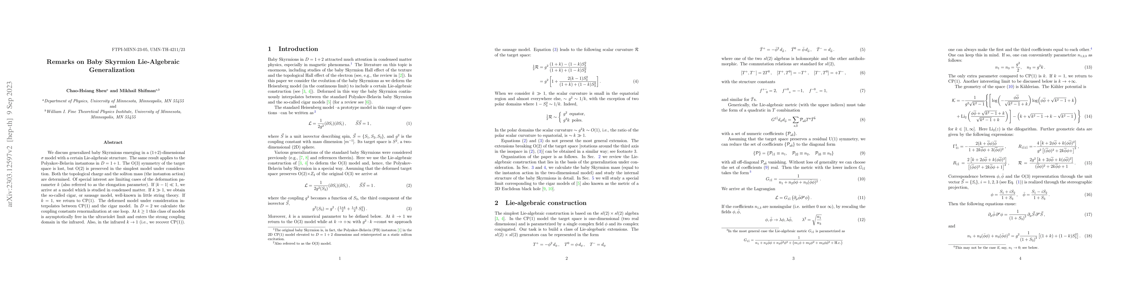 Thumbnail for Remarks on Baby Skyrmion Lie-Algebraic Generalization