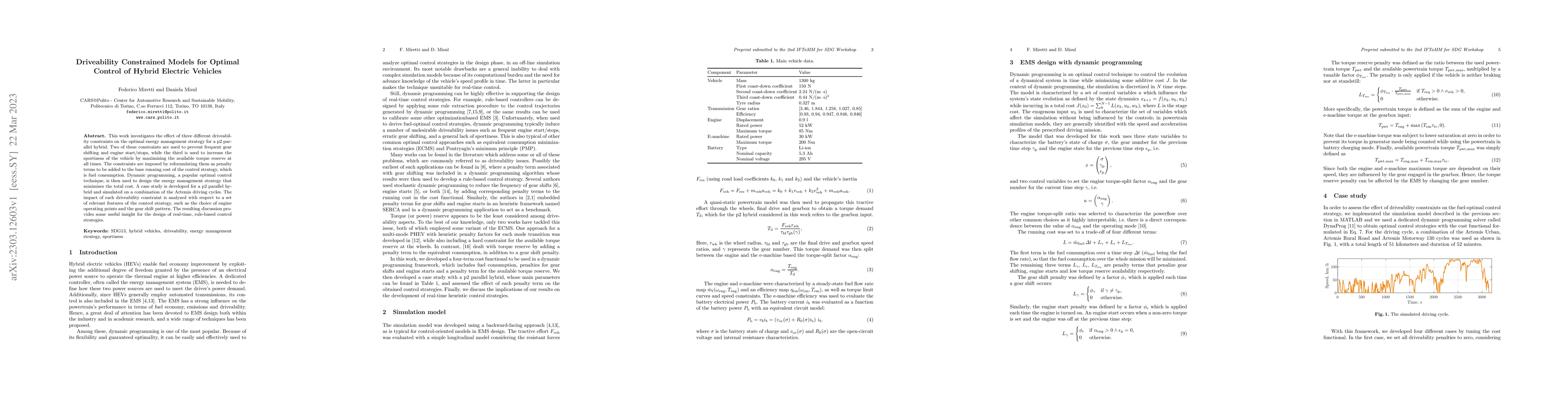 Thumbnail for Driveability Constrained Models for Optimal Control of Hybrid Electric
  Vehicles