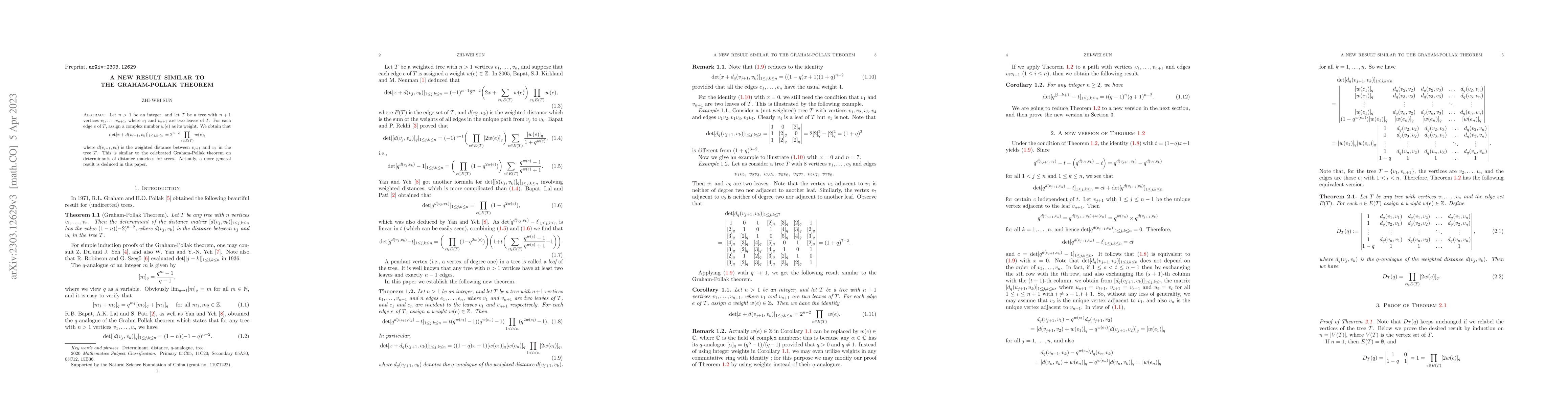 Thumbnail for A new result similar to the Graham-Pollak theorem
