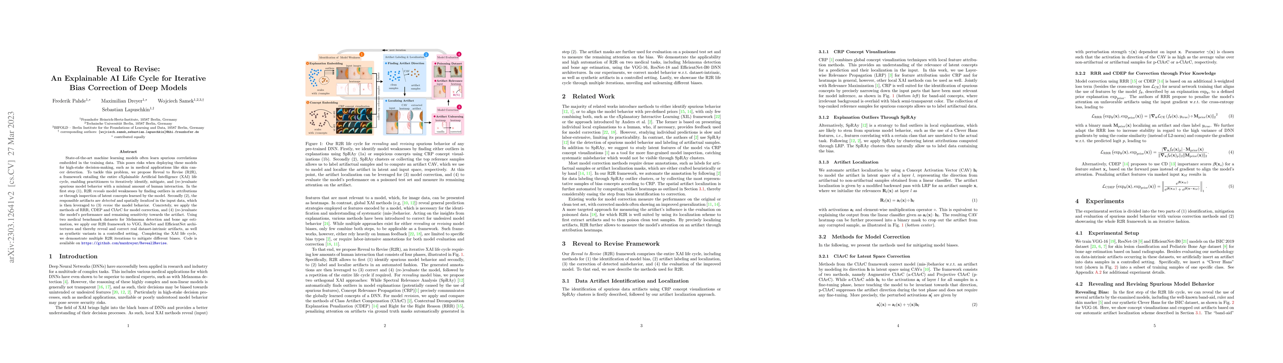 Thumbnail for Reveal to Revise: An Explainable AI Life Cycle for Iterative Bias
  Correction of Deep Models