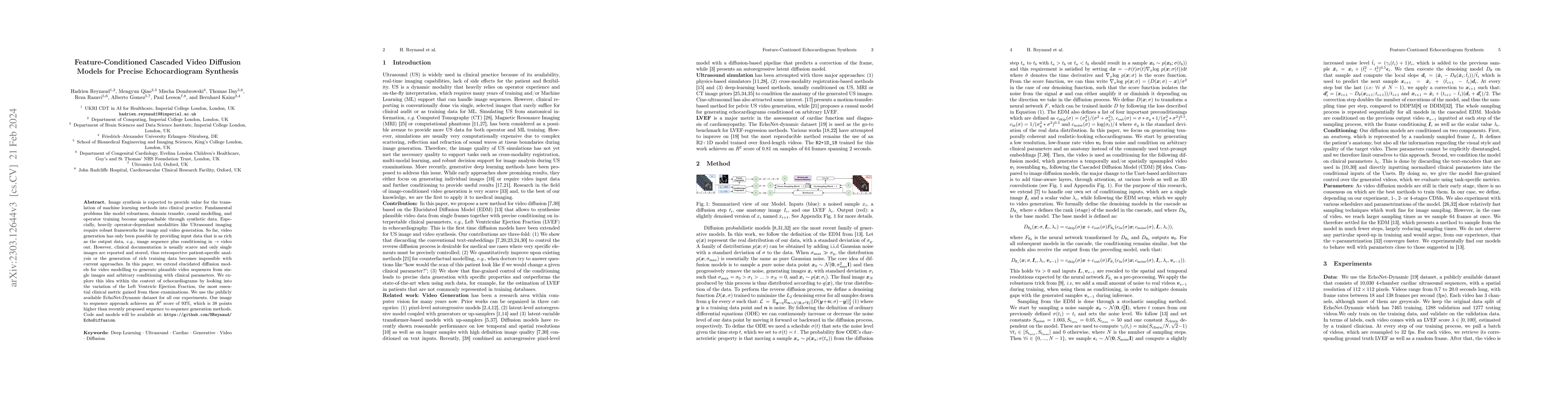 Thumbnail for Feature-Conditioned Cascaded Video Diffusion Models for Precise
  Echocardiogram Synthesis