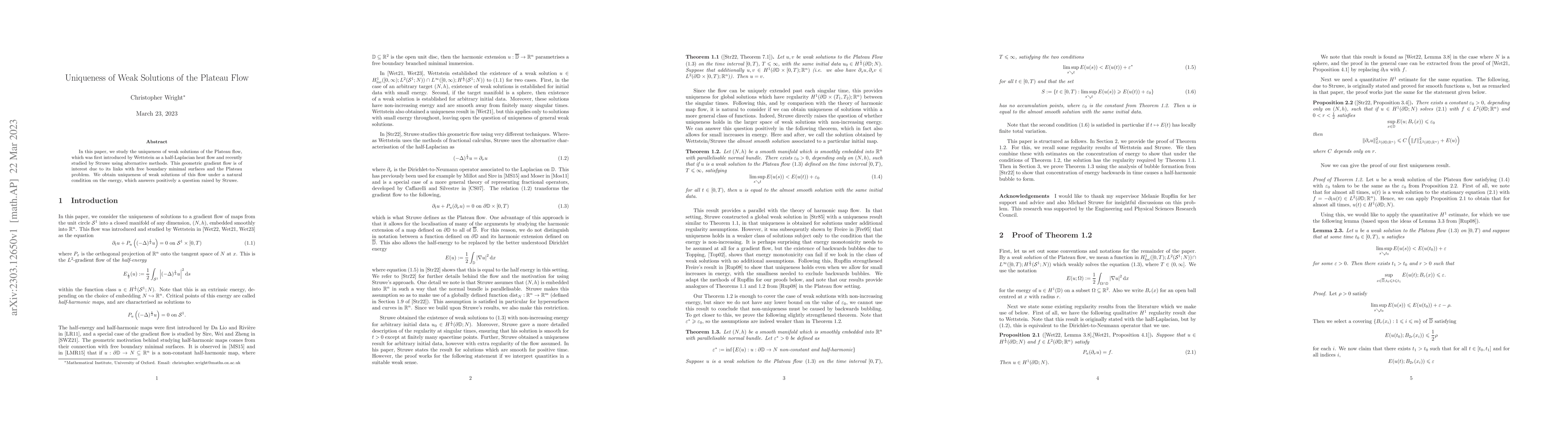 Thumbnail for Uniqueness of Weak Solutions of the Plateau Flow