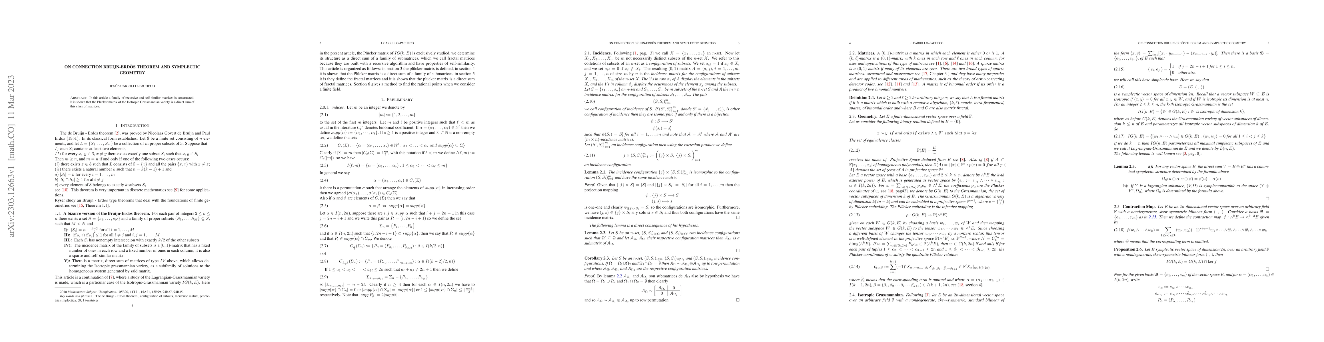 Thumbnail for On connection Bruijn-Erd\"os Theorem and symplectic geometry