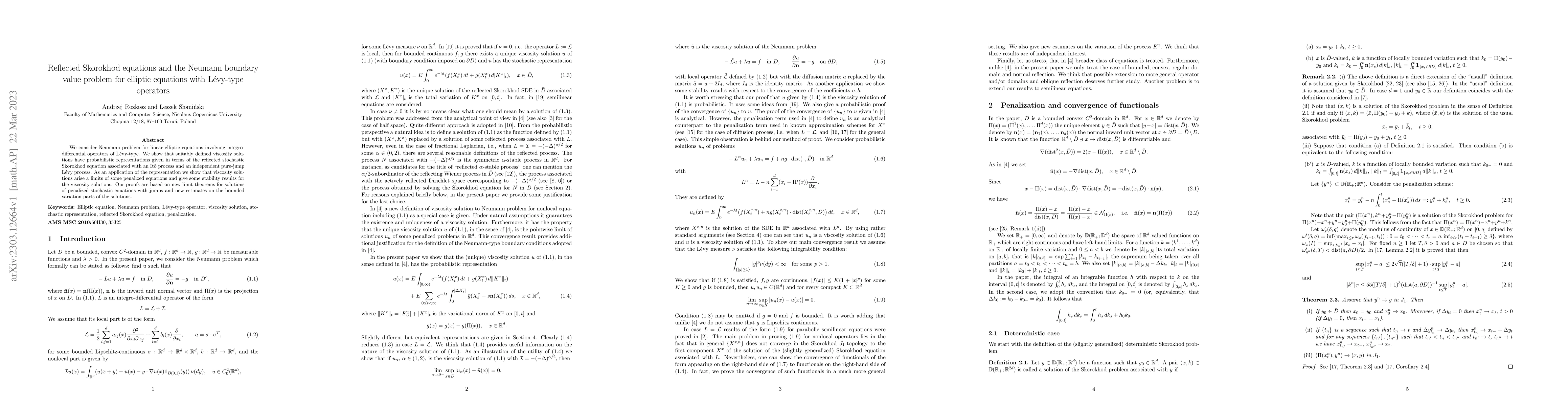 Thumbnail for Reflected Skorokhod equations and the Neumann boundary value problem for
  elliptic equations with Levy-type operators