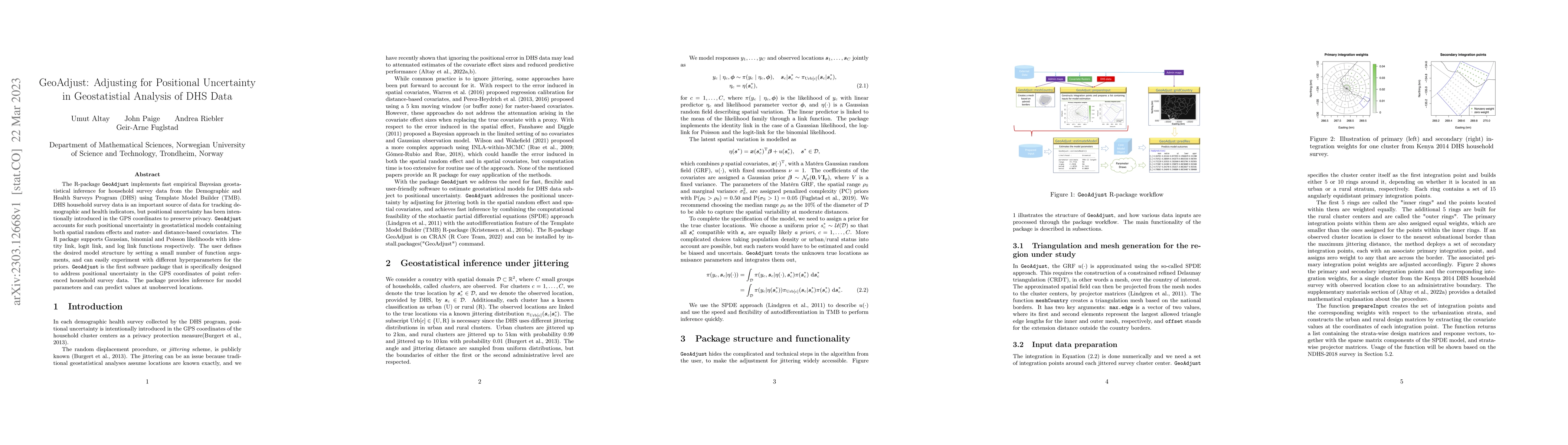 Thumbnail for GeoAdjust: Adjusting for Positional Uncertainty in Geostatistial
  Analysis of DHS Data