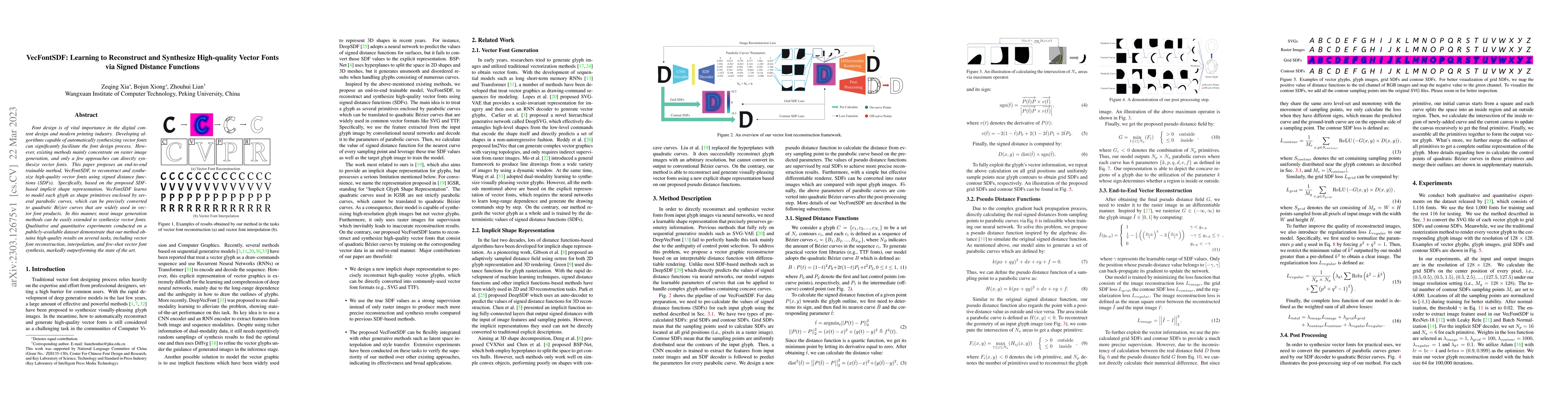 Thumbnail for VecFontSDF: Learning to Reconstruct and Synthesize High-quality Vector
  Fonts via Signed Distance Functions