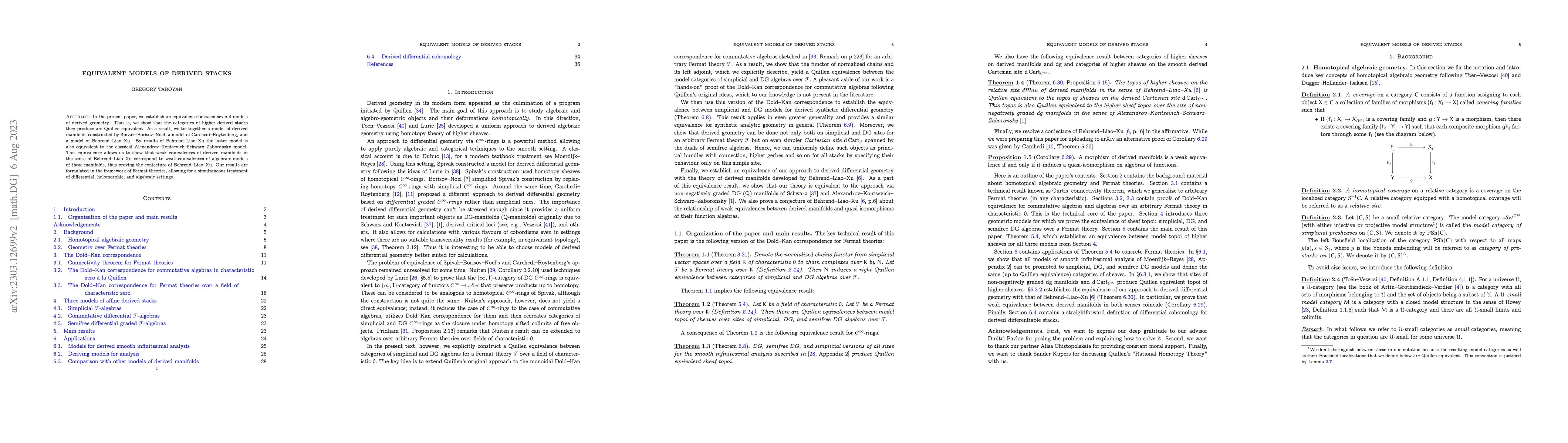 Thumbnail for Equivalent models of derived stacks