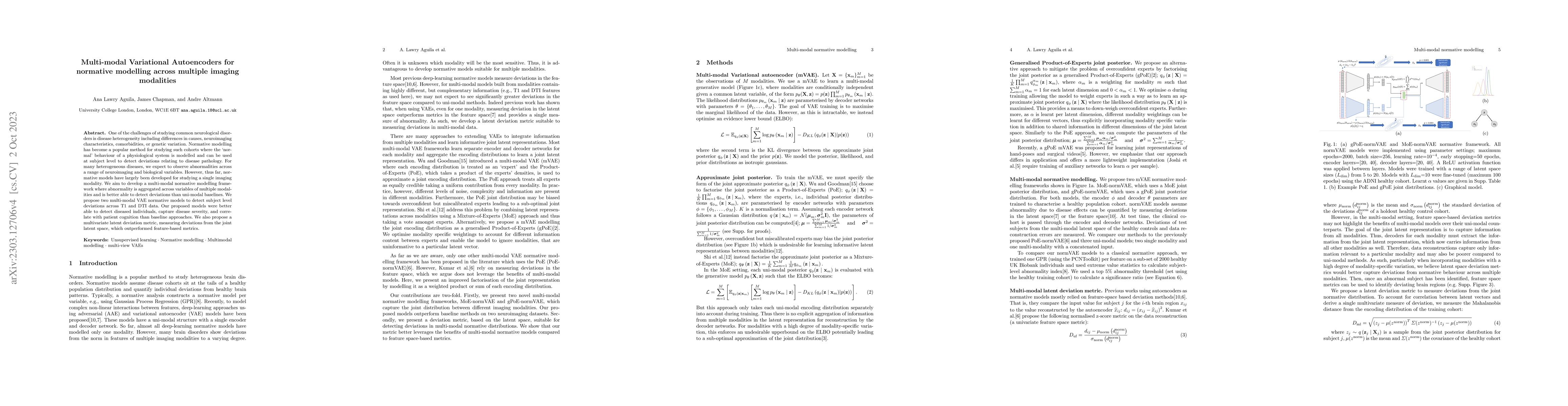 Thumbnail for Multi-modal Variational Autoencoders for normative modelling across
  multiple imaging modalities