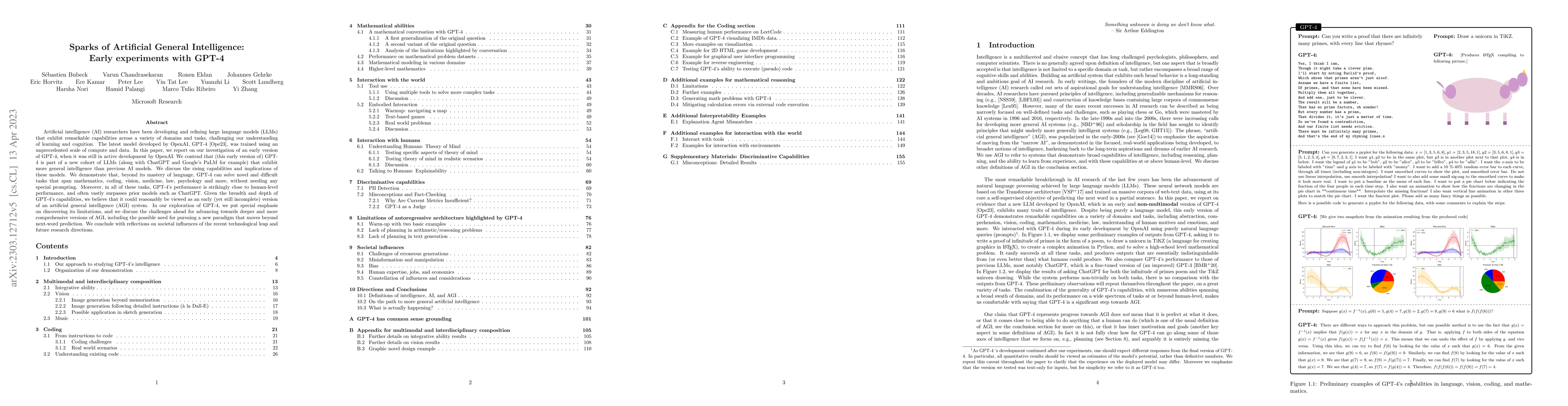 Thumbnail for Sparks of Artificial General Intelligence: Early experiments with GPT-4