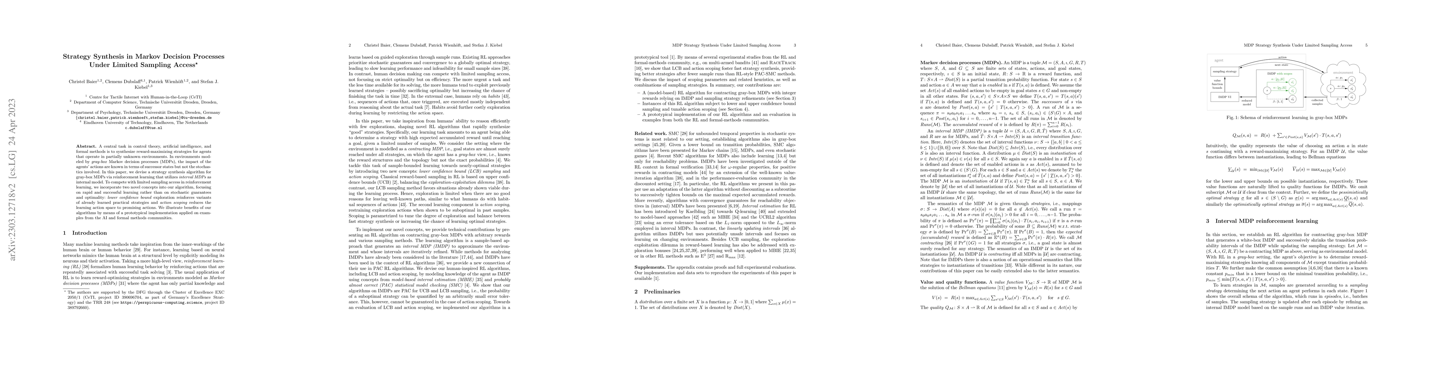 Thumbnail for Strategy Synthesis in Markov Decision Processes Under Limited Sampling
  Access