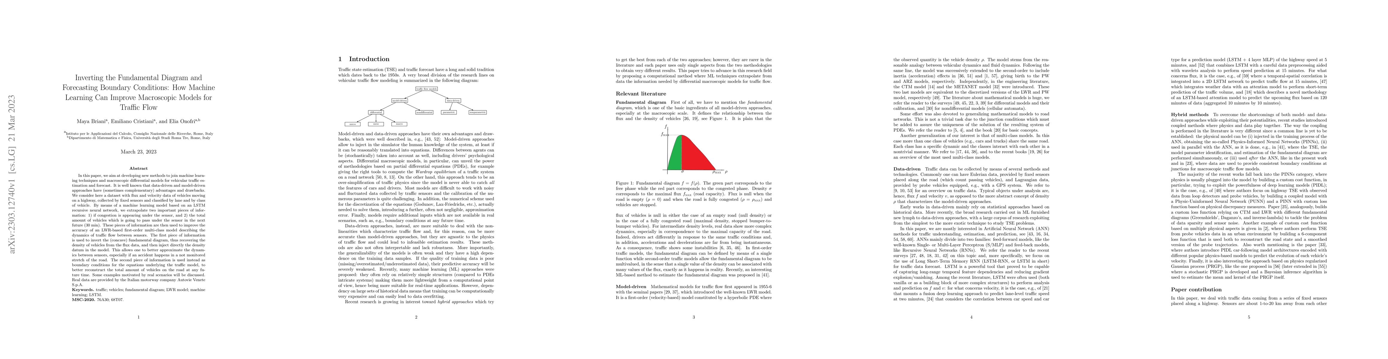 Thumbnail for Inverting the Fundamental Diagram and Forecasting Boundary Conditions:
  How Machine Learning Can Improve Macroscopic Models for Traffic Flow