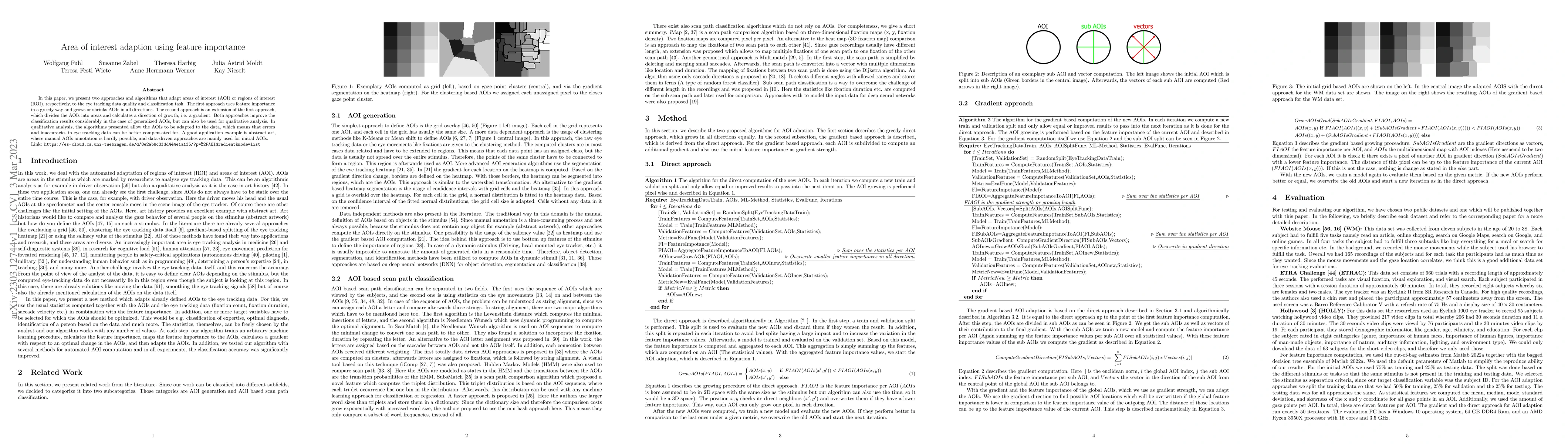 Thumbnail for Area of interest adaption using feature importance