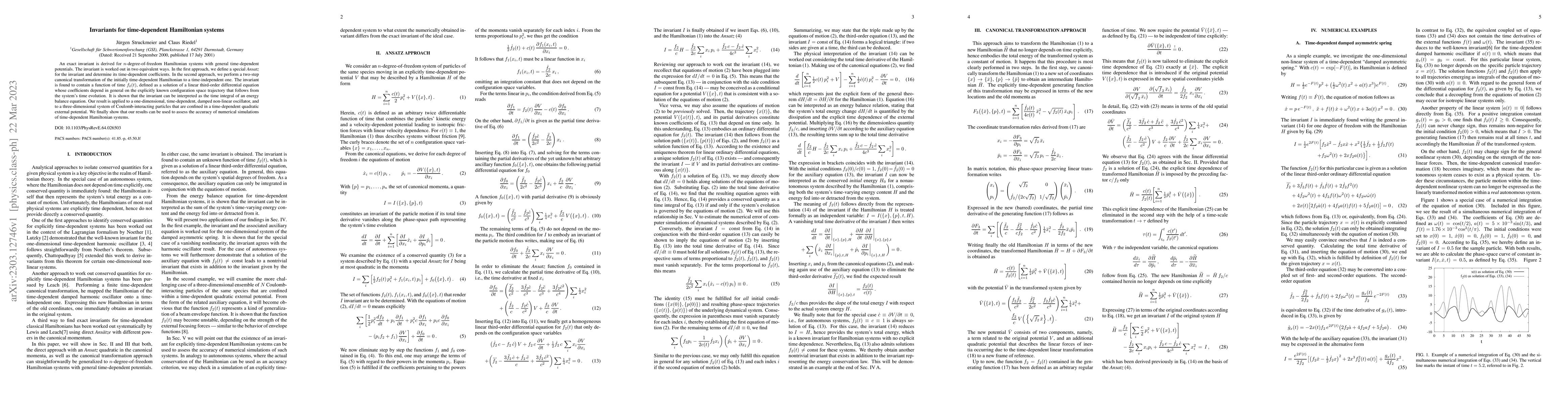 Thumbnail for Invariants for time-dependent Hamiltonian systems