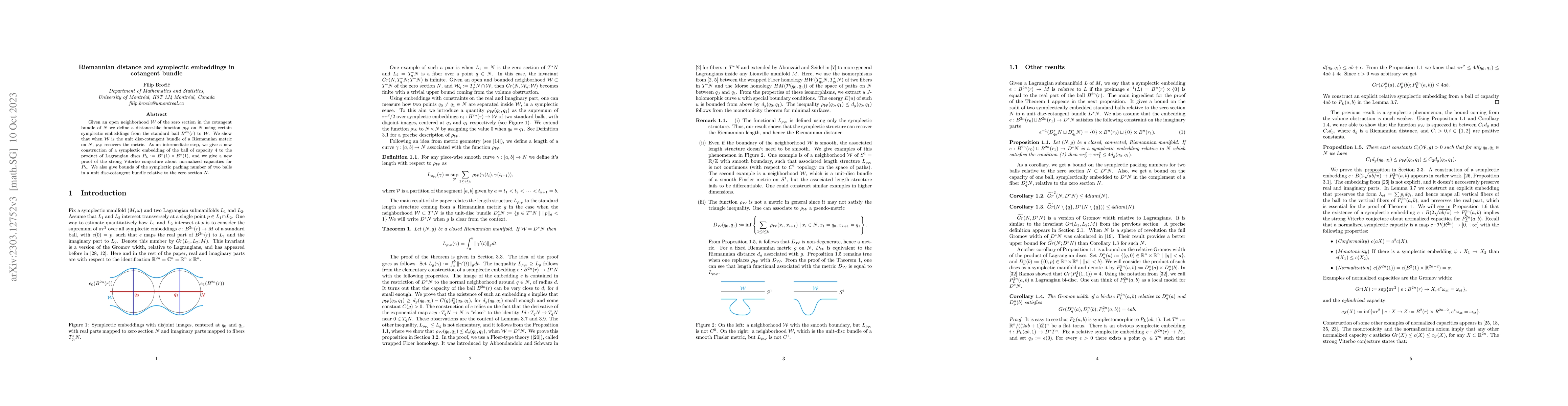 Thumbnail for Riemannian distance and symplectic embeddings in cotangent bundle