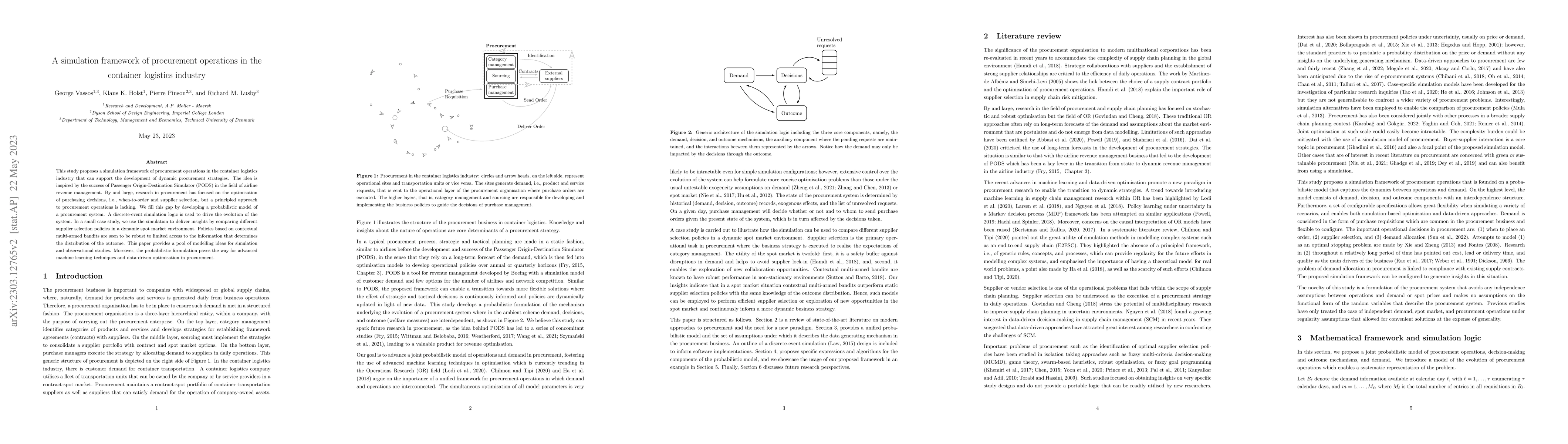 Thumbnail for A simulation framework of procurement operations in the container
  logistics industry
