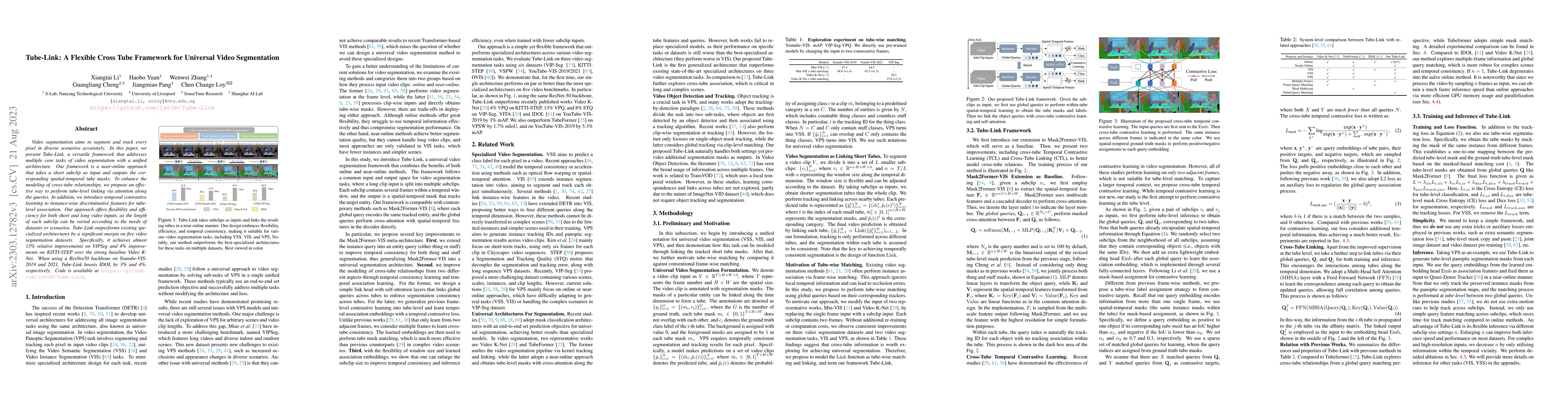 Thumbnail for Tube-Link: A Flexible Cross Tube Framework for Universal Video
  Segmentation