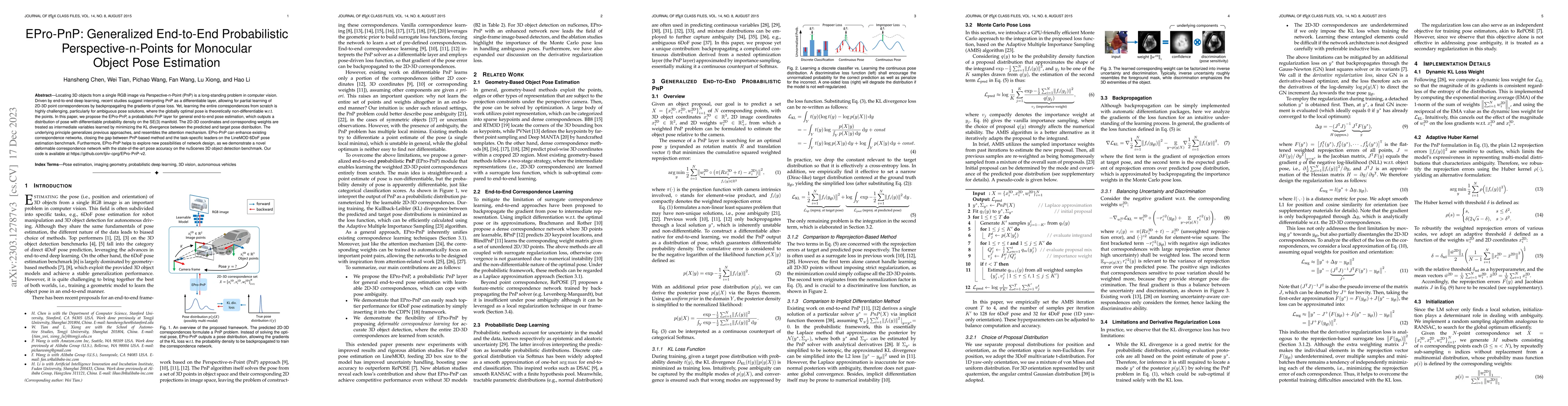 Thumbnail for EPro-PnP: Generalized End-to-End Probabilistic Perspective-n-Points for
  Monocular Object Pose Estimation