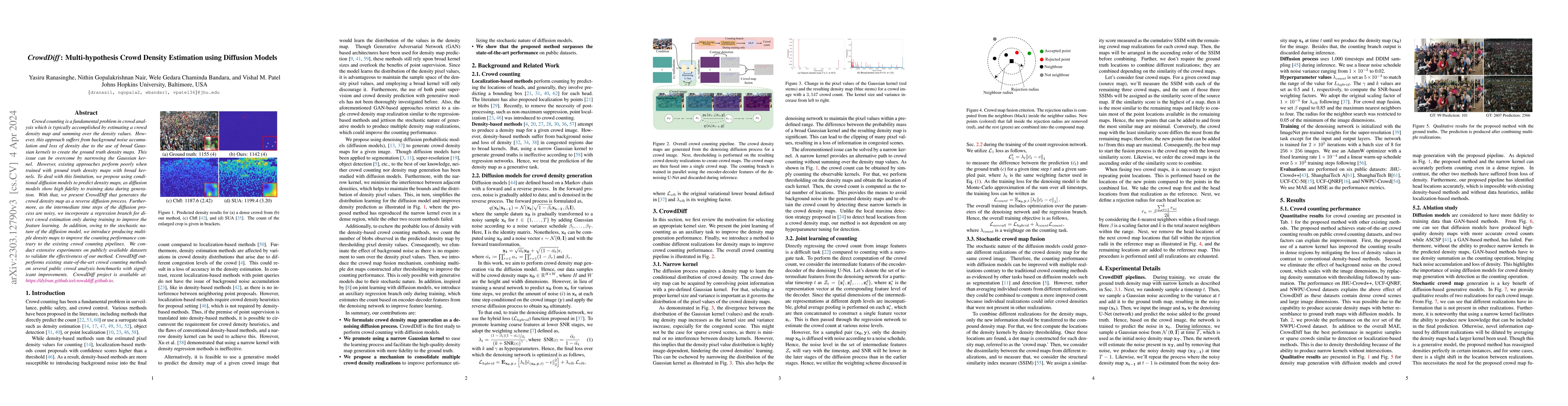 Thumbnail for $CrowdDiff$: Multi-hypothesis Crowd Density Estimation using Diffusion
  Models