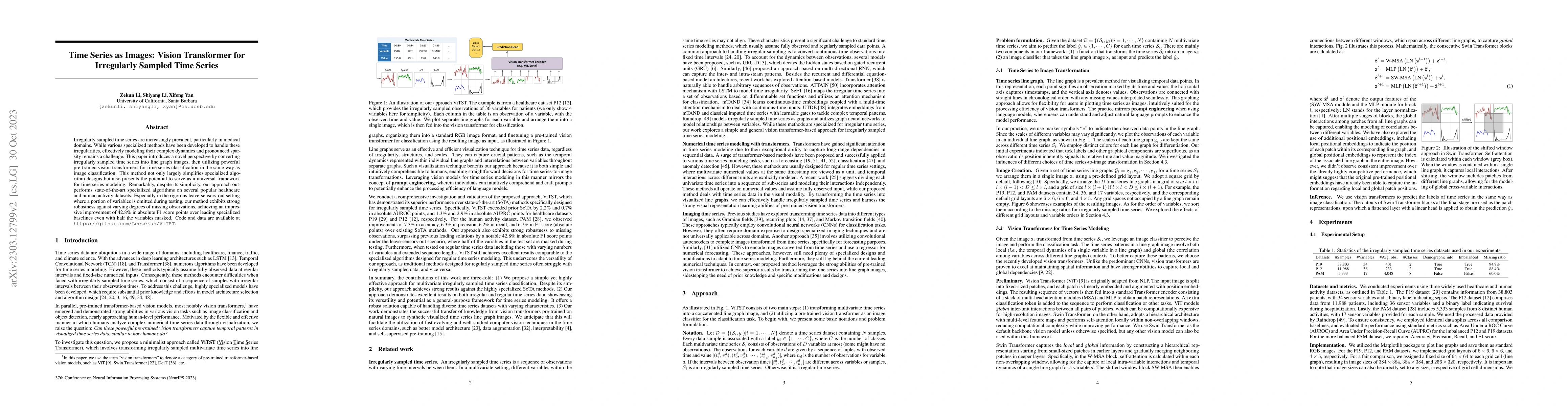 Thumbnail for Time Series as Images: Vision Transformer for Irregularly Sampled Time
  Series