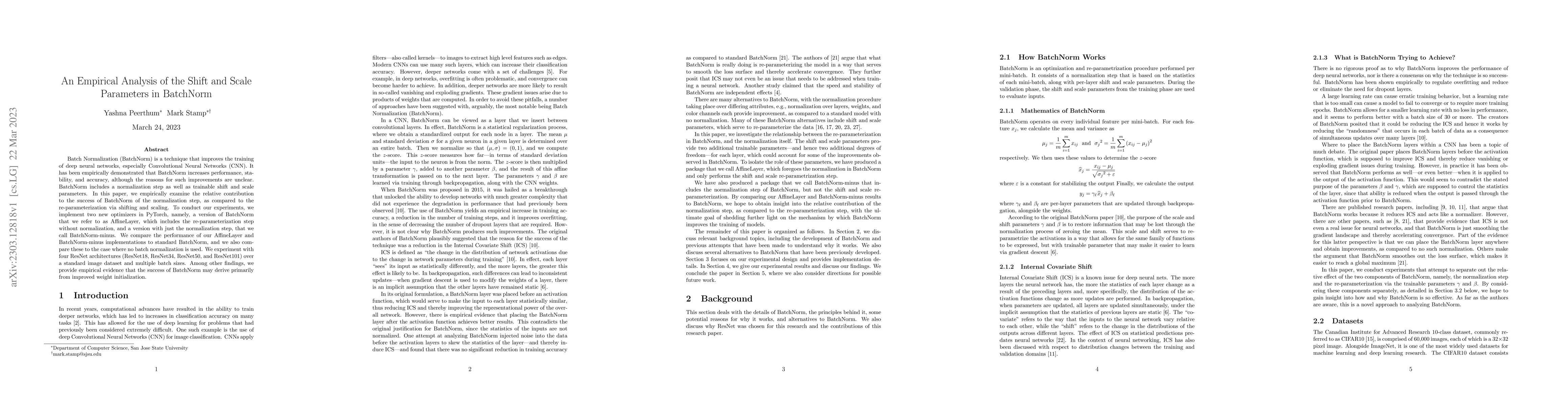 Thumbnail for An Empirical Analysis of the Shift and Scale Parameters in BatchNorm
