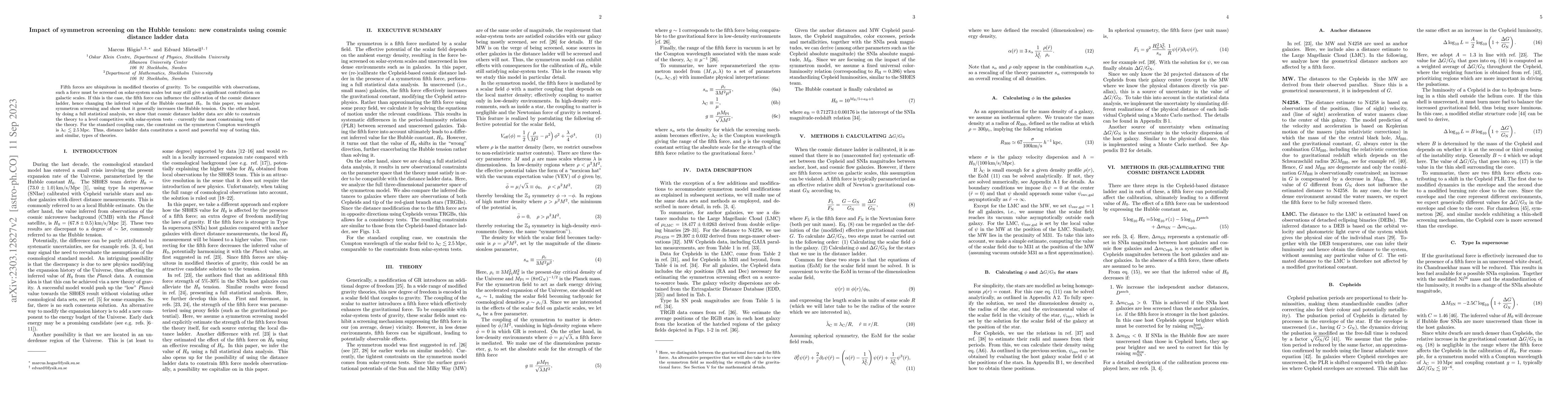 Thumbnail for Impact of symmetron screening on the Hubble tension: new constraints
  using cosmic distance ladder data