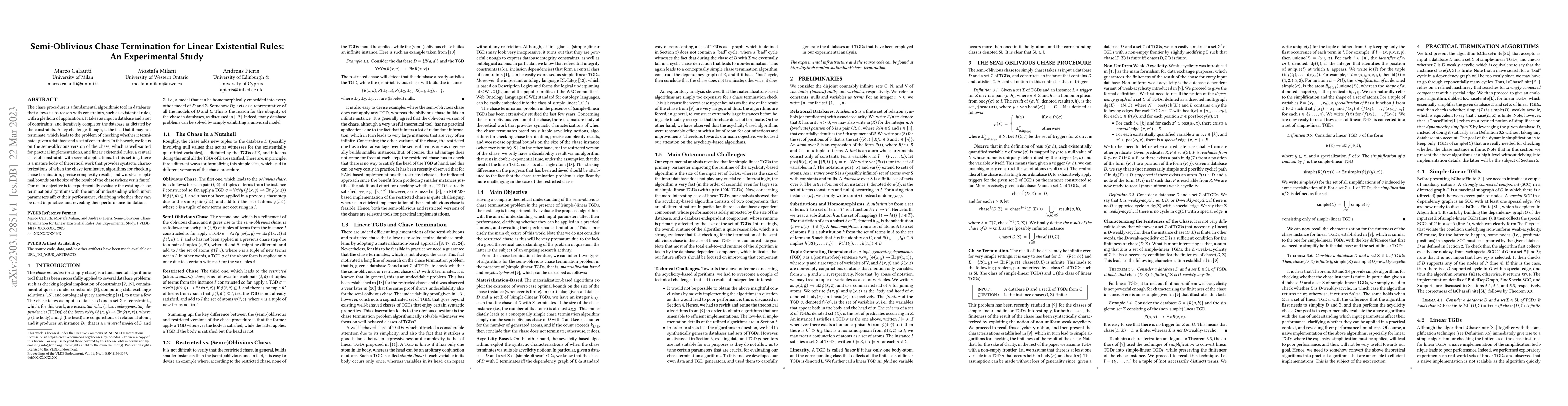 Thumbnail for Semi-Oblivious Chase Termination for Linear Existential Rules: An
  Experimental Study