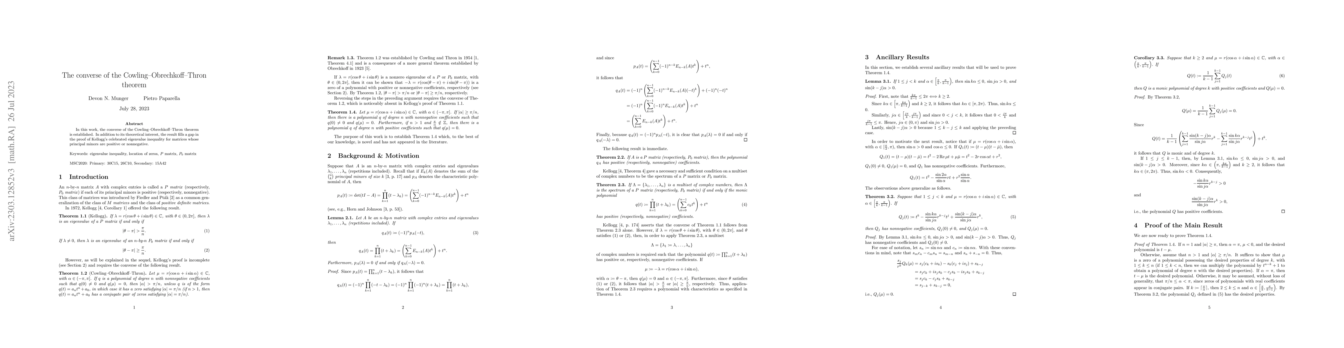 Thumbnail for The converse of the Cowling--Obrechkoff--Thron theorem