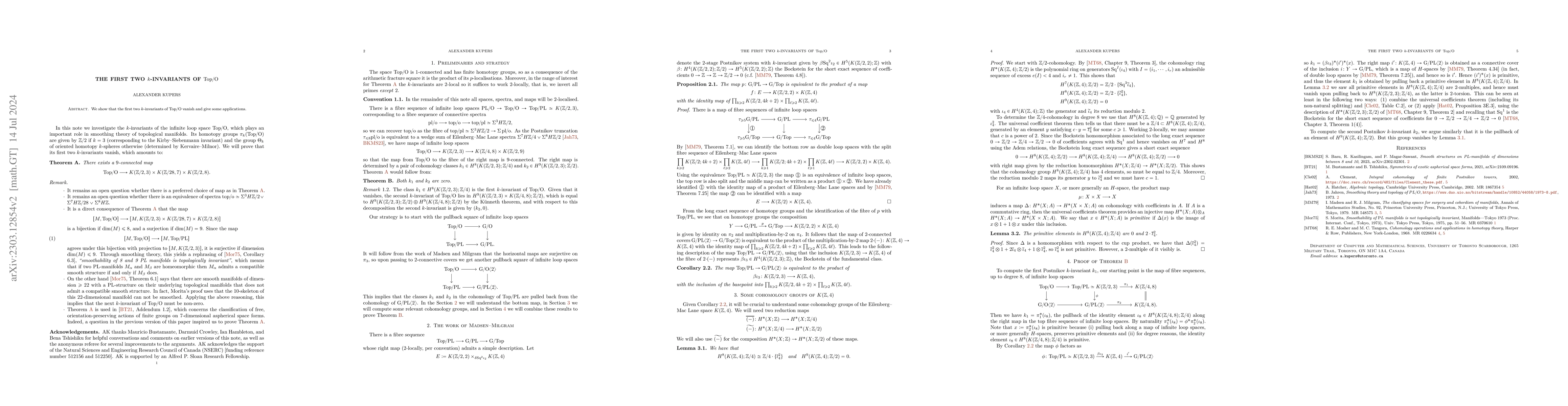 Thumbnail for The first two k-invariants of Top/O