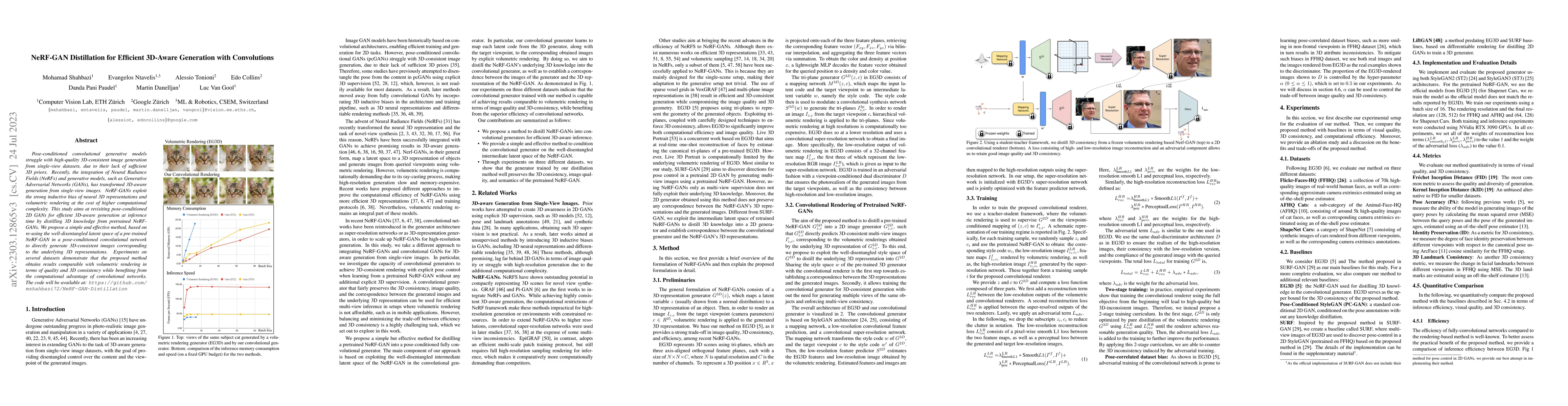 Thumbnail for NeRF-GAN Distillation for Efficient 3D-Aware Generation with
  Convolutions