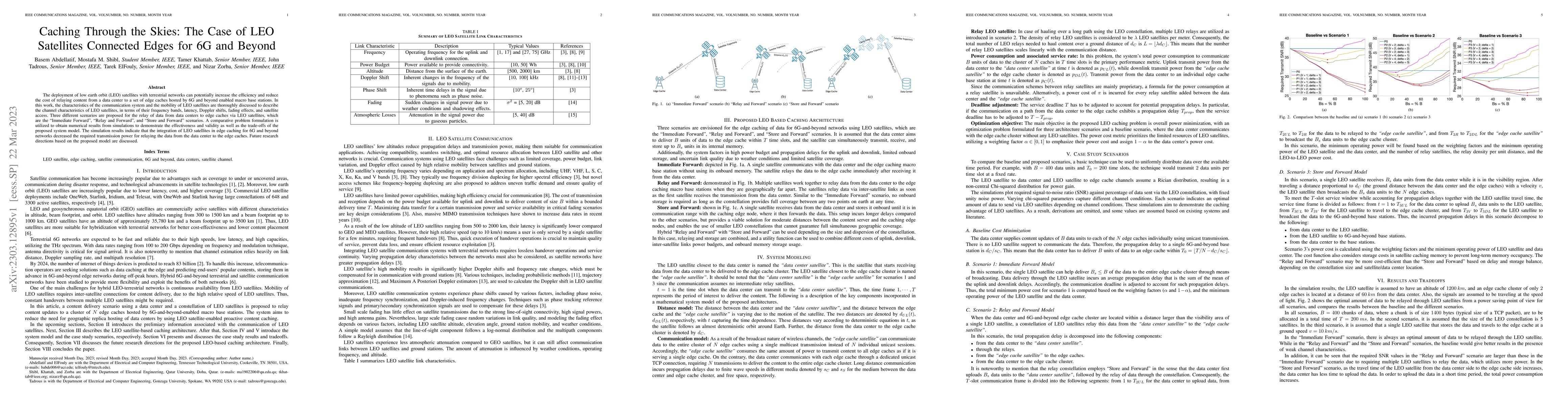 Thumbnail for Caching Through the Skies: The Case of LEO Satellites Connected Edges
  for 6G and Beyond