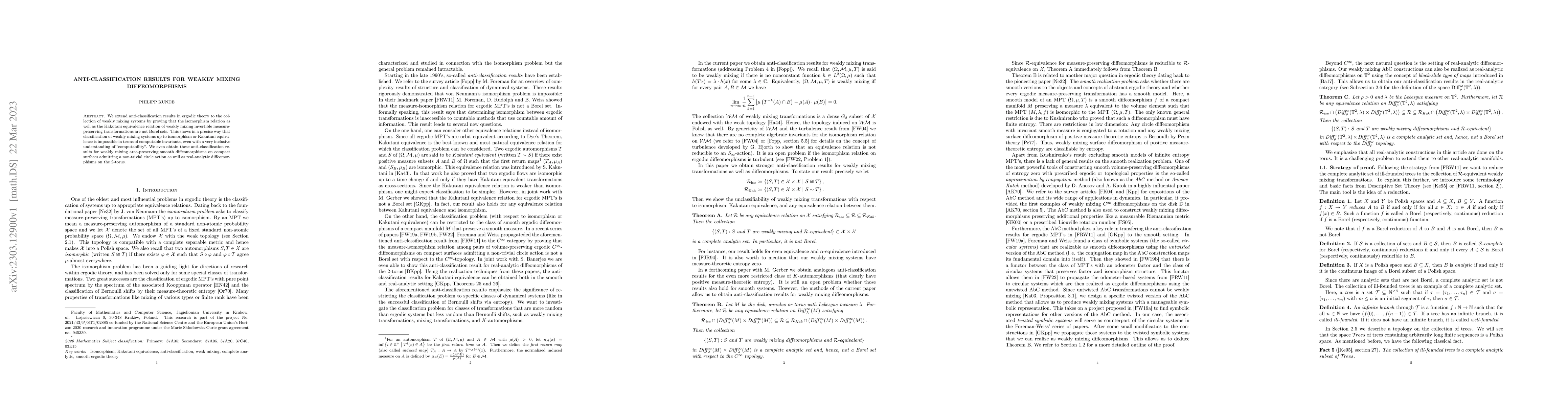 Thumbnail for Anti-classification results for weakly mixing diffeomorphisms