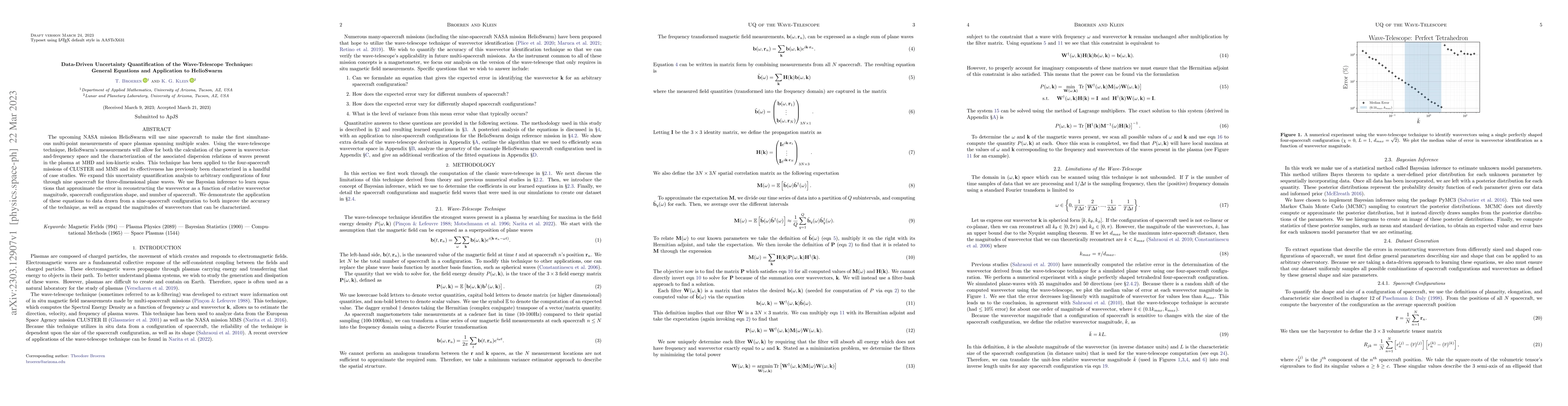 Thumbnail for Data-Driven Uncertainty Quantification of the Wave-Telescope Technique:
  General Equations and Application to HelioSwarm