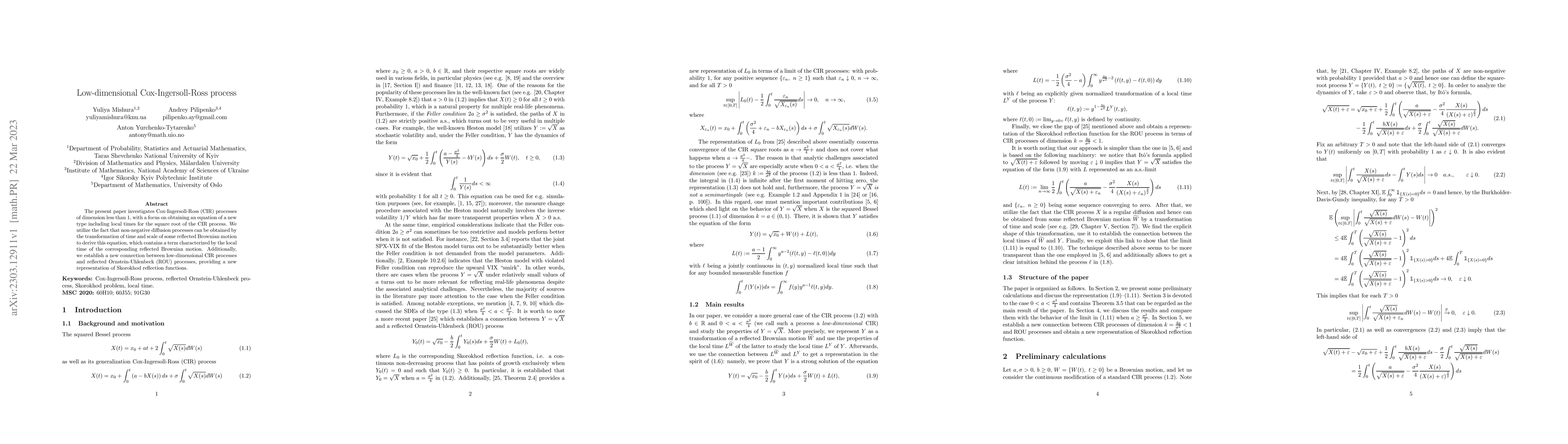 Thumbnail for Low-dimensional Cox-Ingersoll-Ross process
