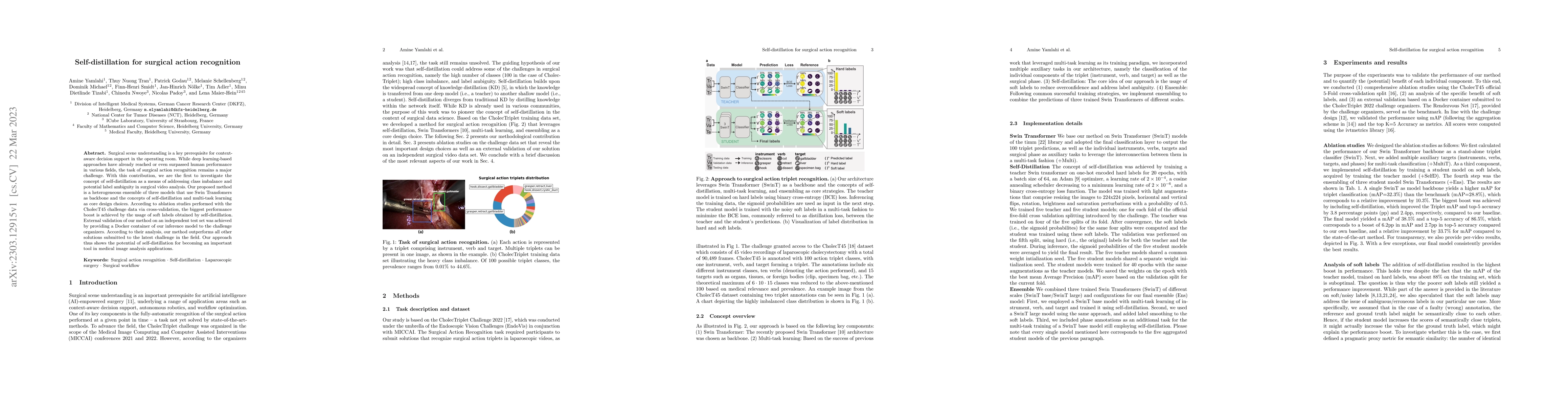Thumbnail for Self-distillation for surgical action recognition