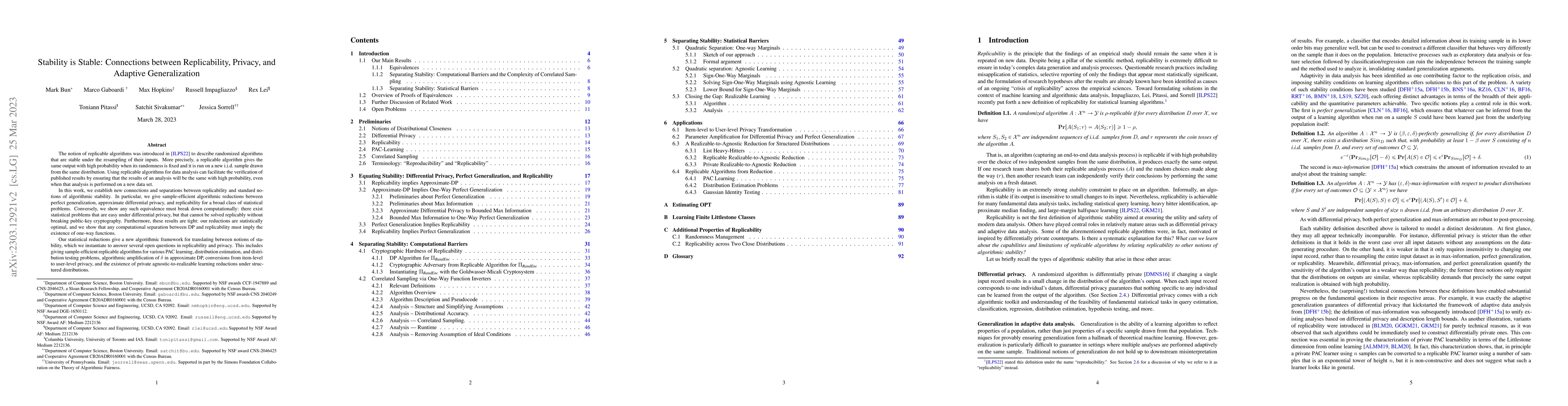 Thumbnail for Stability is Stable: Connections between Replicability, Privacy, and
  Adaptive Generalization