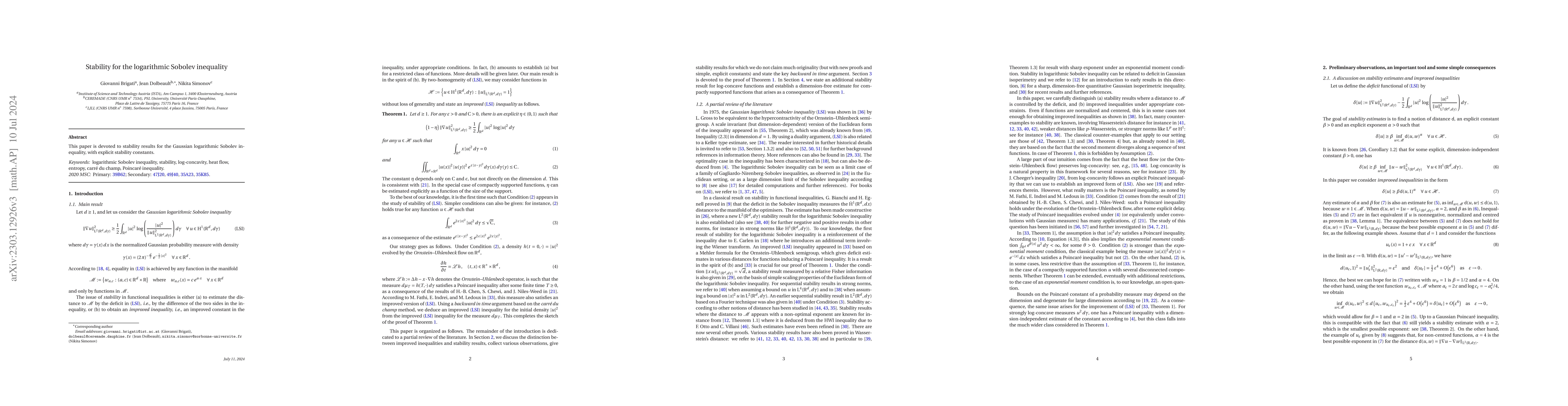 Thumbnail for Stability for the logarithmic Sobolev inequality