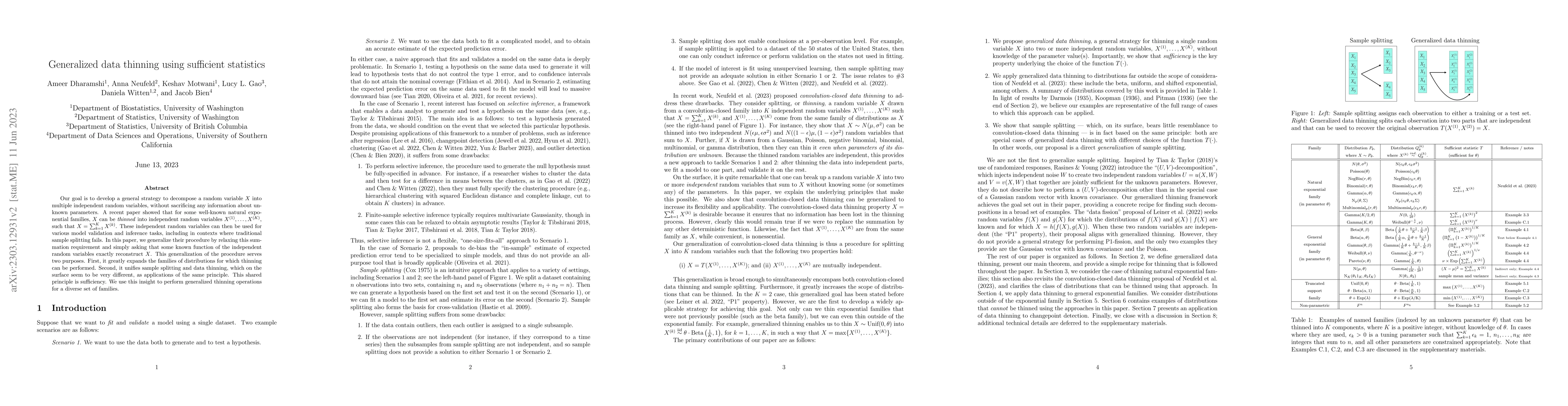 Thumbnail for Generalized Data Thinning Using Sufficient Statistics