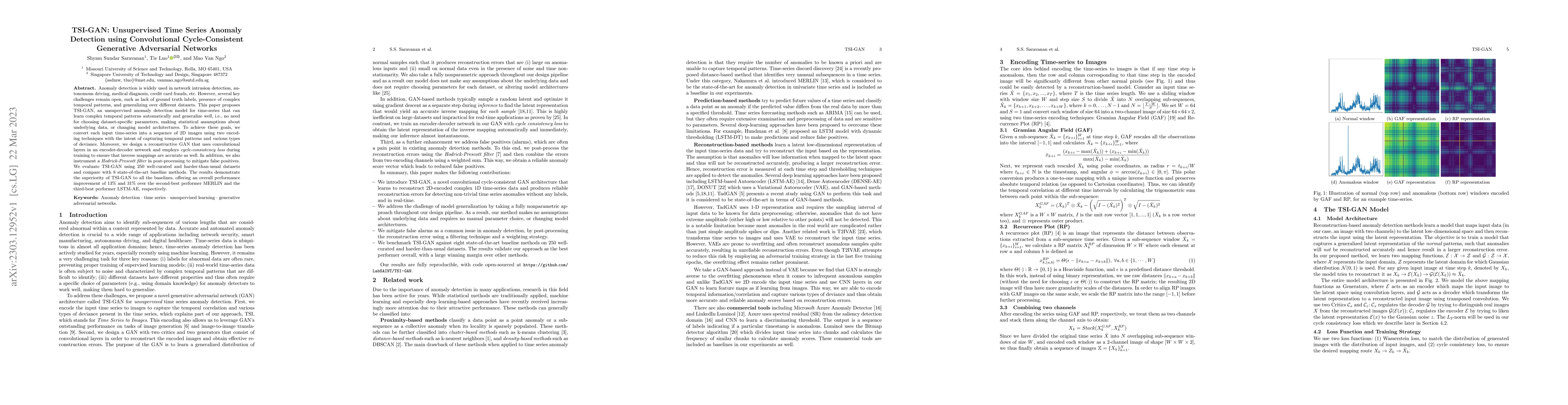 Thumbnail for TSI-GAN: Unsupervised Time Series Anomaly Detection using Convolutional
  Cycle-Consistent Generative Adversarial Networks