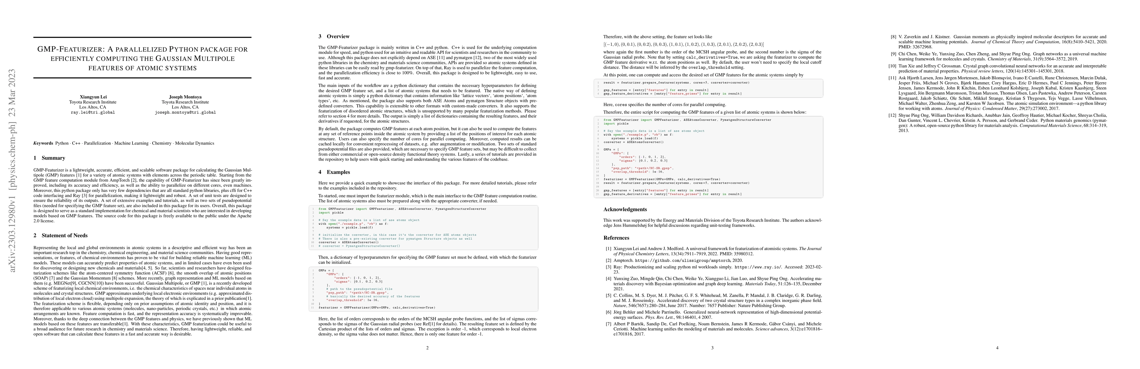 Thumbnail for GMP-Featurizer: A parallelized Python package for efficiently computing
  the Gaussian Multipole features of atomic systems