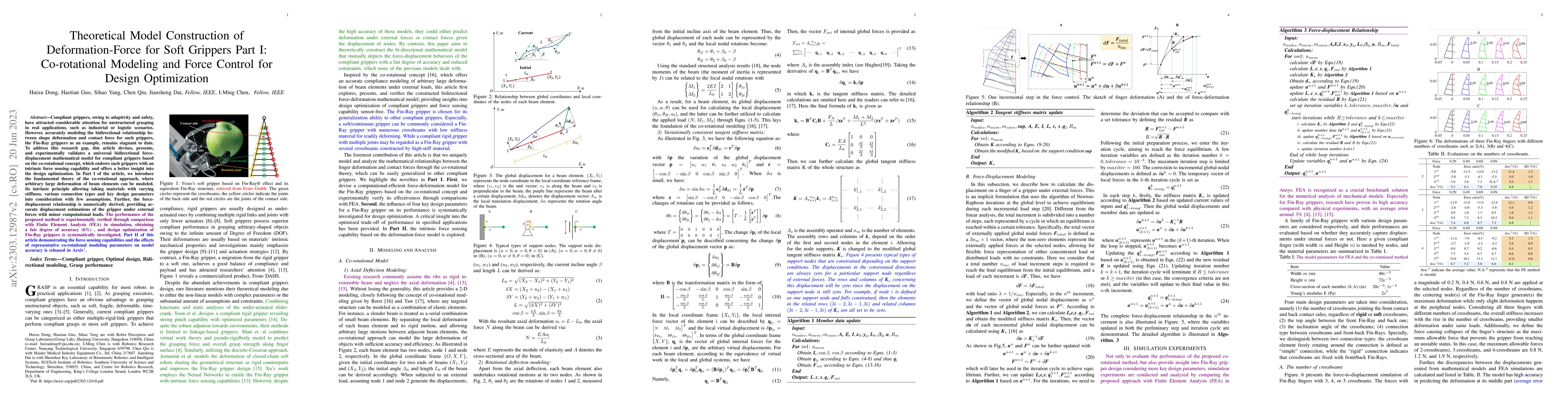Thumbnail for Theoretical Model Construction of Deformation-Force for Soft Grippers
  Part I: Co-rotational Modeling and Force Control for Design Optimization