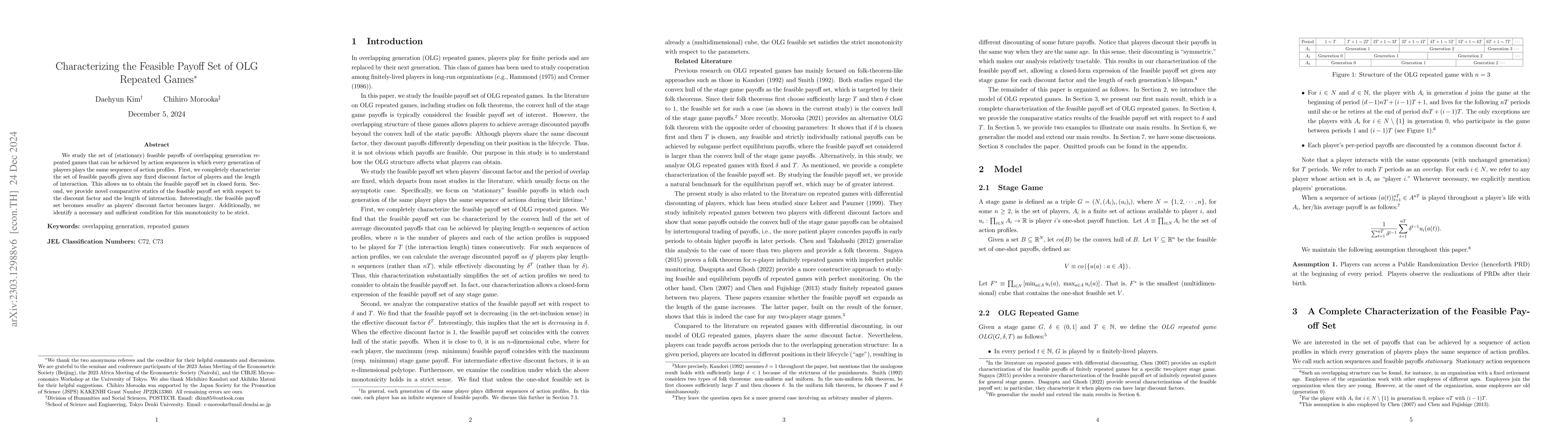 Thumbnail for Characterizing the Feasible Payoff Set of OLG Repeated Games