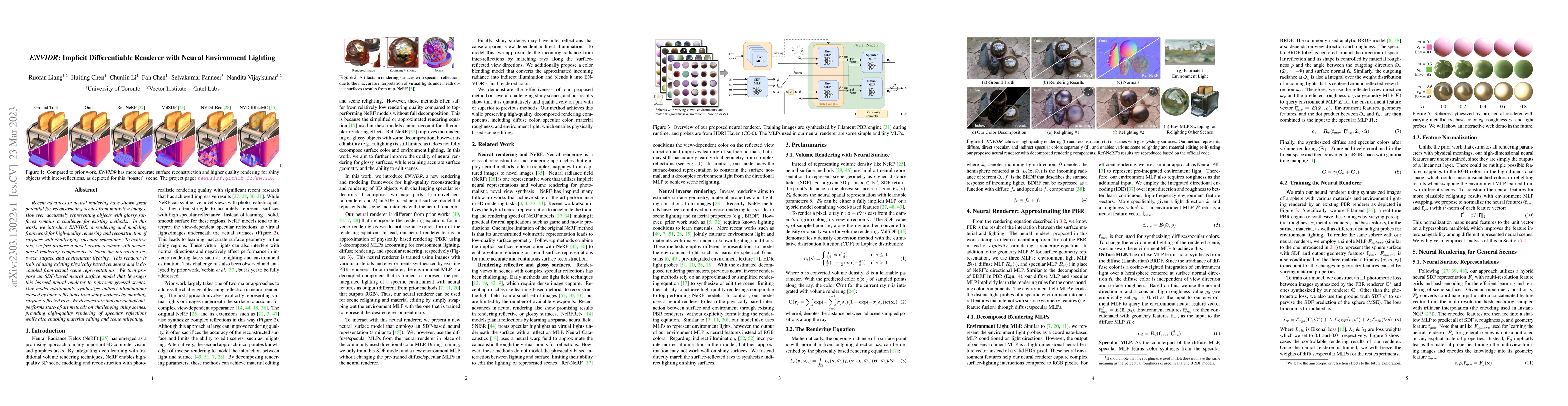 Thumbnail for ENVIDR: Implicit Differentiable Renderer with Neural Environment
  Lighting