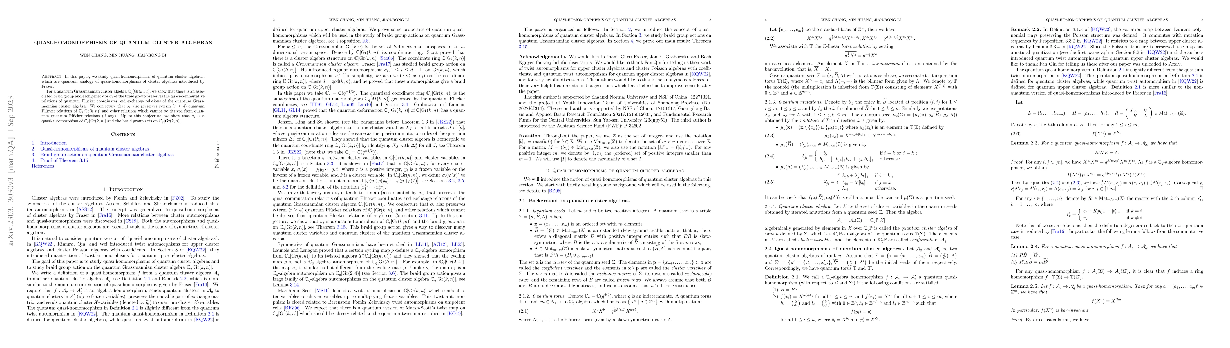 Thumbnail for Quasi-homomorphisms of quantum cluster algebras