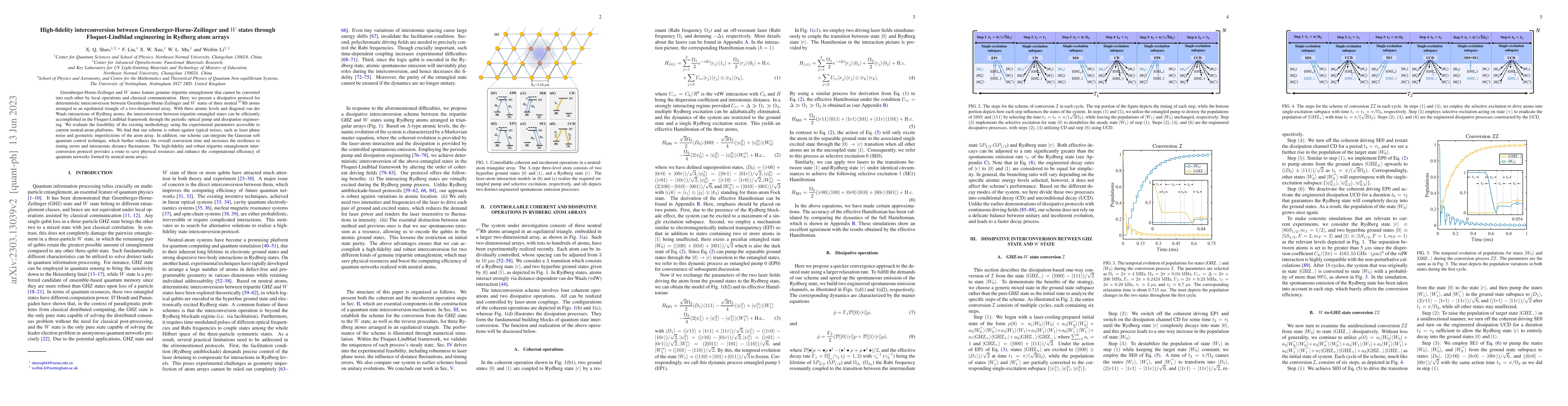 Thumbnail for High-fidelity interconversion between Greenberger-Horne-Zeilinger and
  $W$ states through Floquet-Lindblad engineering in Rydberg atom arrays