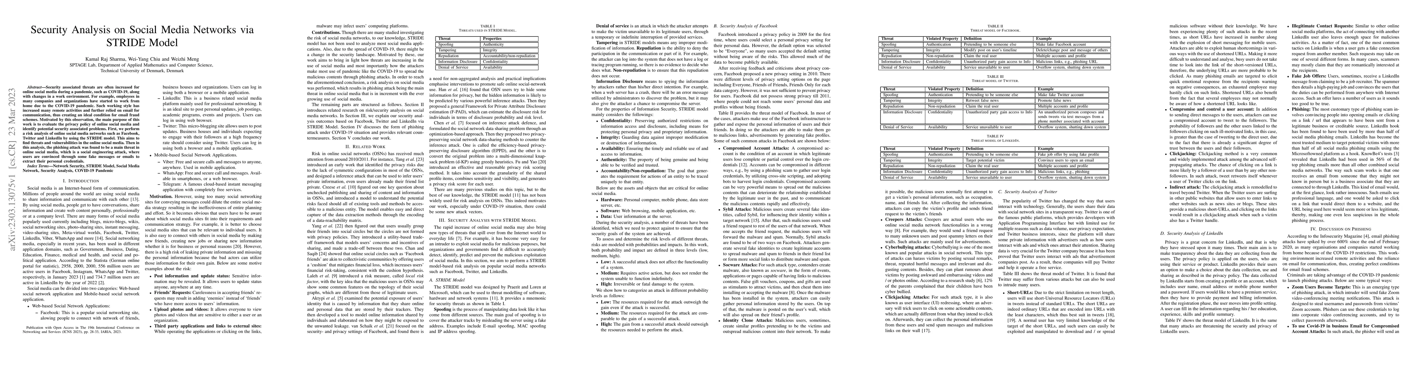 Thumbnail for Security Analysis on Social Media Networks via STRIDE Model