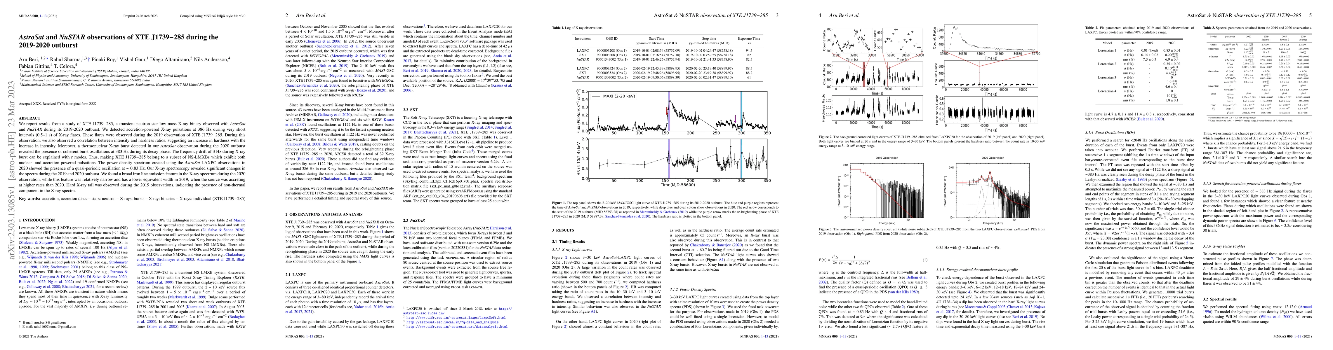 Thumbnail for AstroSat and NuSTAR observations of XTE J1739-285 during the 2019-2020
  outburst