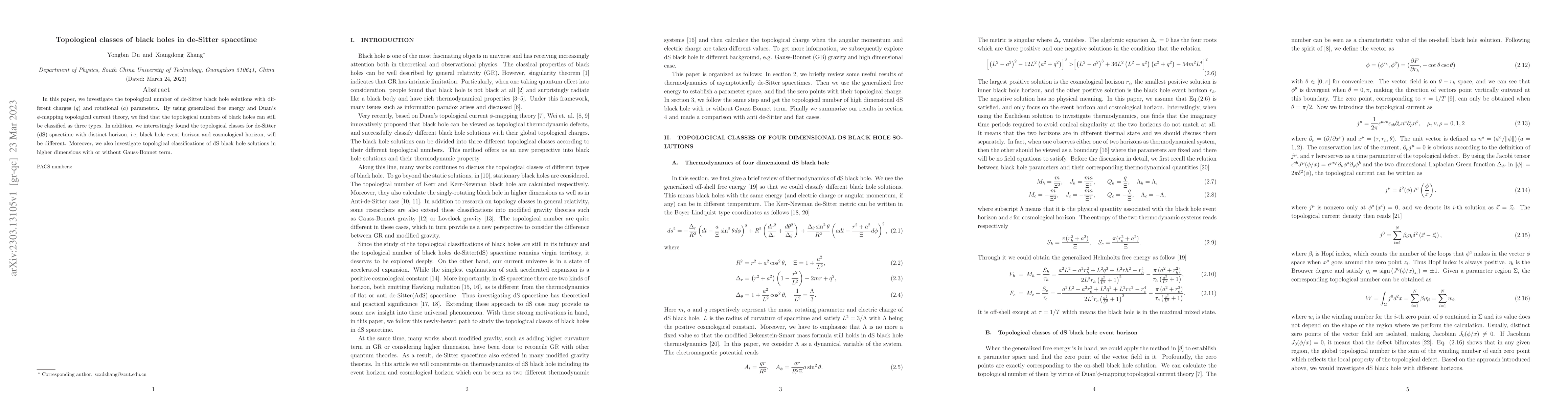 Thumbnail for Topological classes of black holes in de-Sitter spacetime