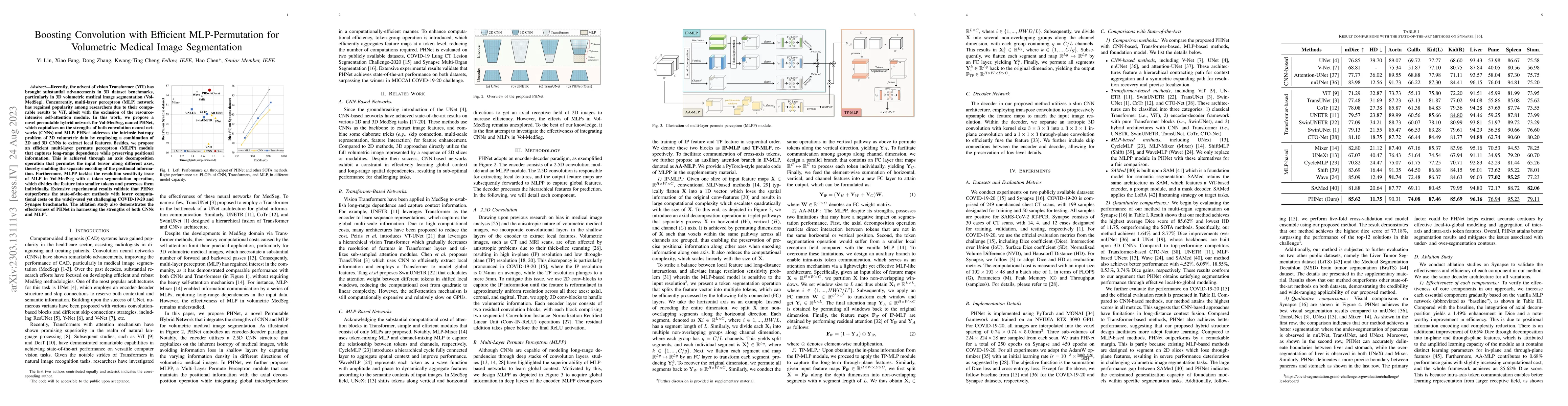 Thumbnail for Boosting Convolution with Efficient MLP-Permutation for Volumetric
  Medical Image Segmentation