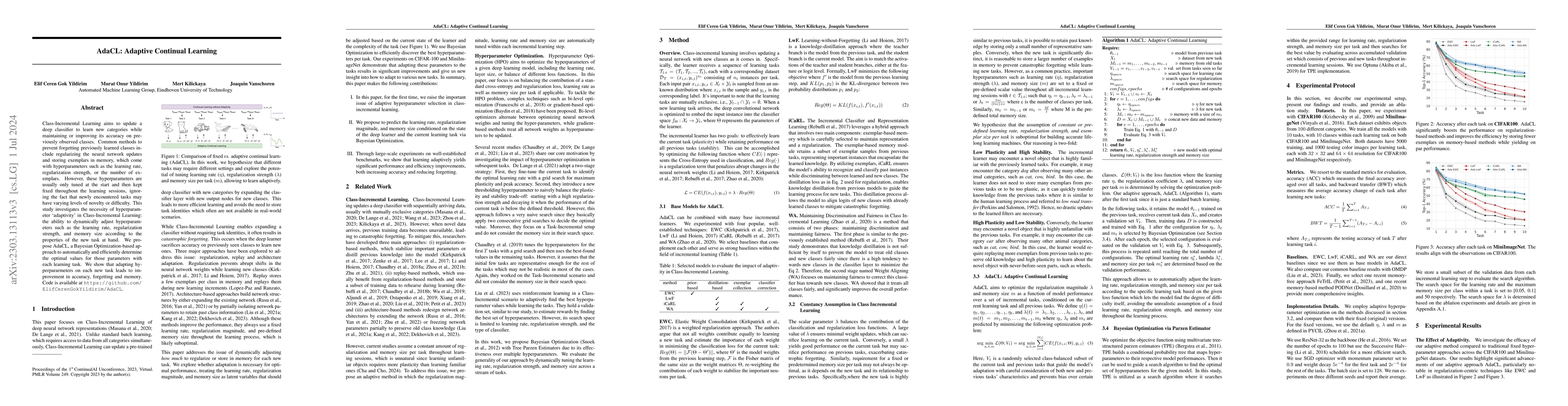 Thumbnail for AdaCL:Adaptive Continual Learning
