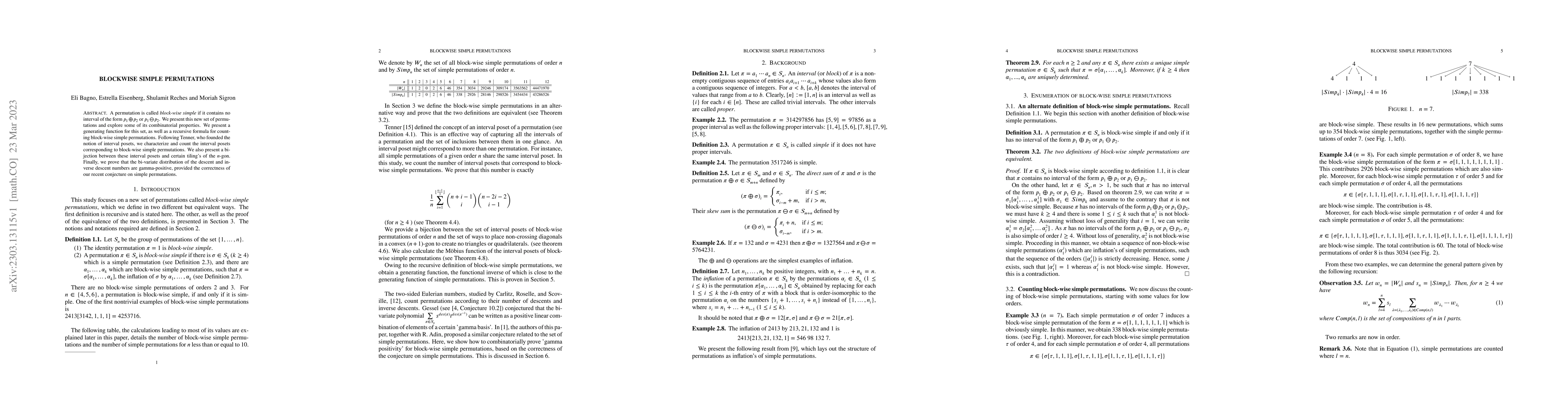 Thumbnail for Blockwise simple permutations